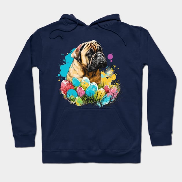 Bullmastiff Floral Easter Egg Watercolor Splatter Painting Dog Lover Pet Owner  Art Hoodie by joannejgg